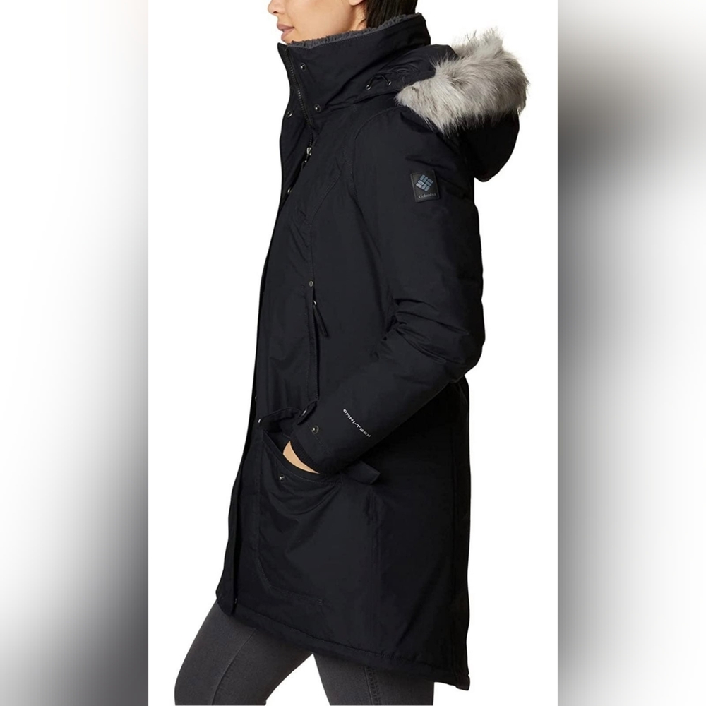 Columbia Icelandic Winter Parka Jacket Black Omni Heat Lining - Picture 2 of 16